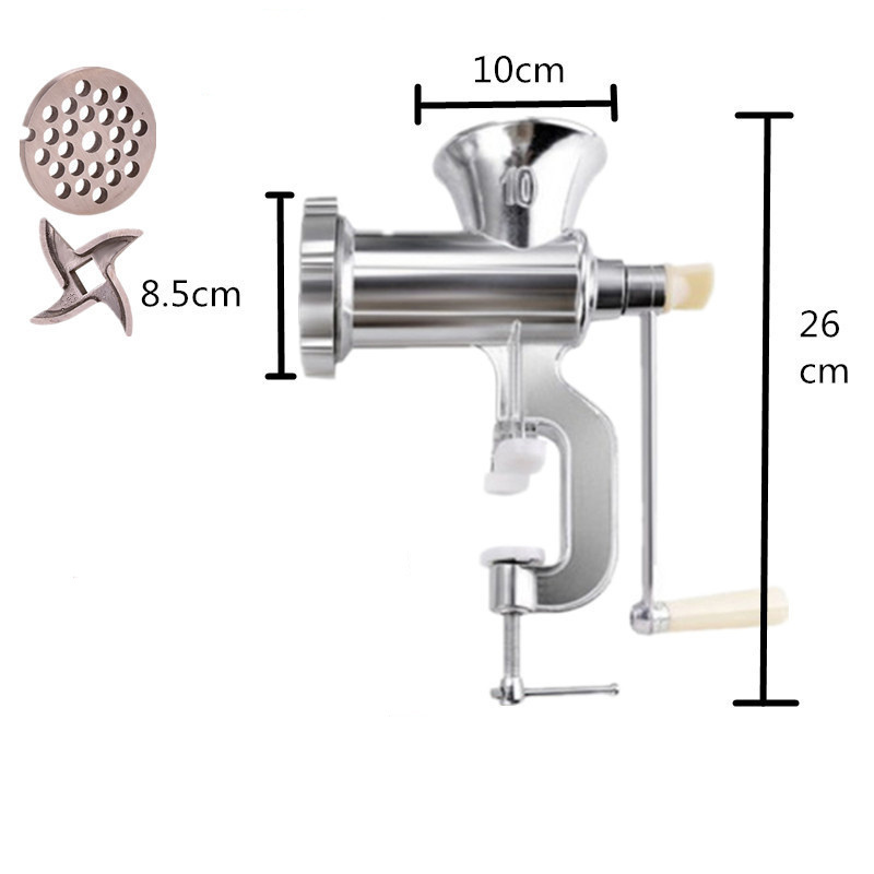 Aluminium Alloy Manual Hand Crank Meat Mincer Multi-Functional Meat Vegetable Grinding Machine with Tabletop Clamp for Kitchen