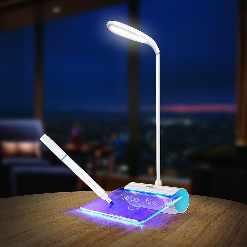 LED Table Lamp Novelty Eye Protection USB Rechargeable Desk Lamp Touch Switch Reading Light Message board Light 3 Mode Dimming