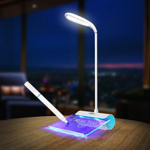 LED Table Lamp Novelty Eye Protection USB Rechargeable Desk Lamp Touch Switch Reading Light Message board Light 3 Mode Dimming