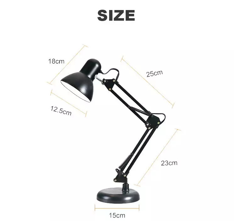 E27 Metal Swing Arm Desk Lamps Gooseneck Adjustable Table Lamp with Clamp for Study Office