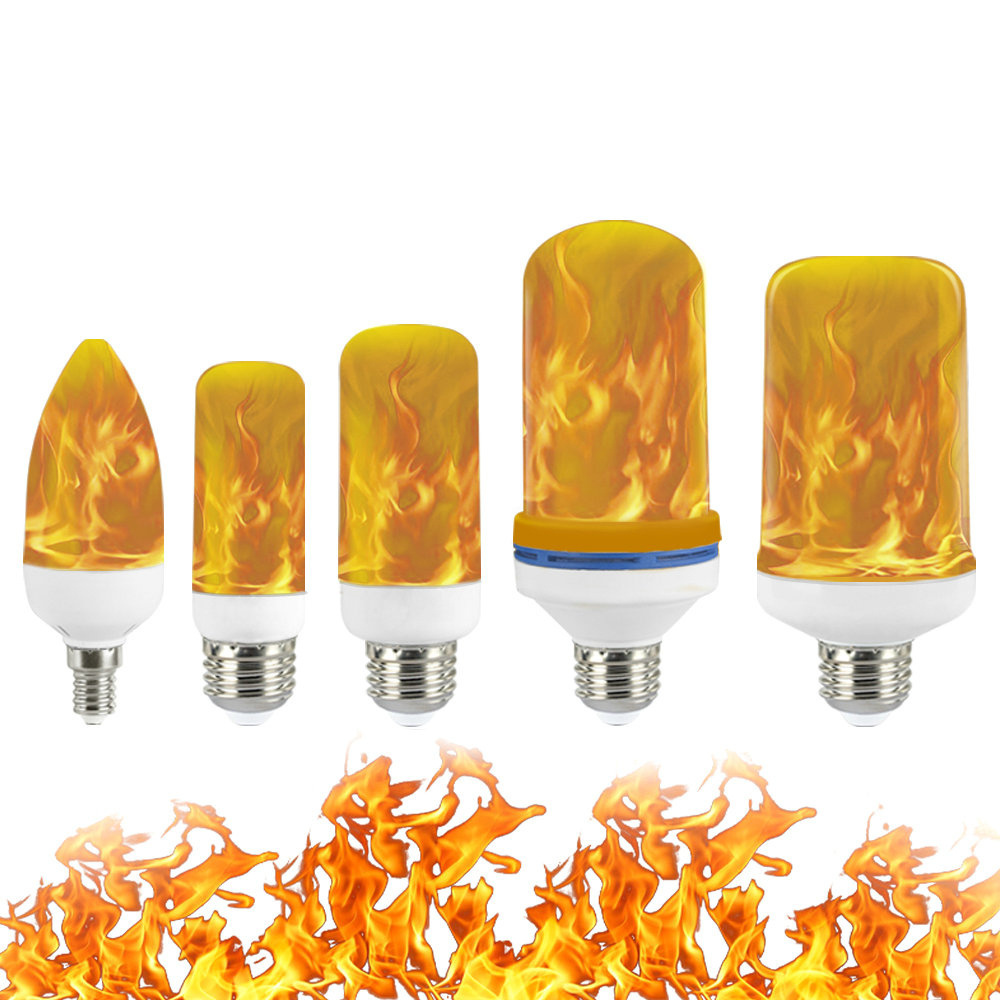 Full Model E27 E26 E14 E12 Flame Bulb 85-265V LED Flame Effect Fire Light Bulbs Flickering With Gravity Sensor