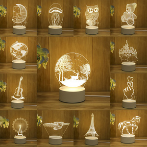 Creative bedroom LED small night light 3D cartoon kids USB bedside lamp table lamp holiday gift