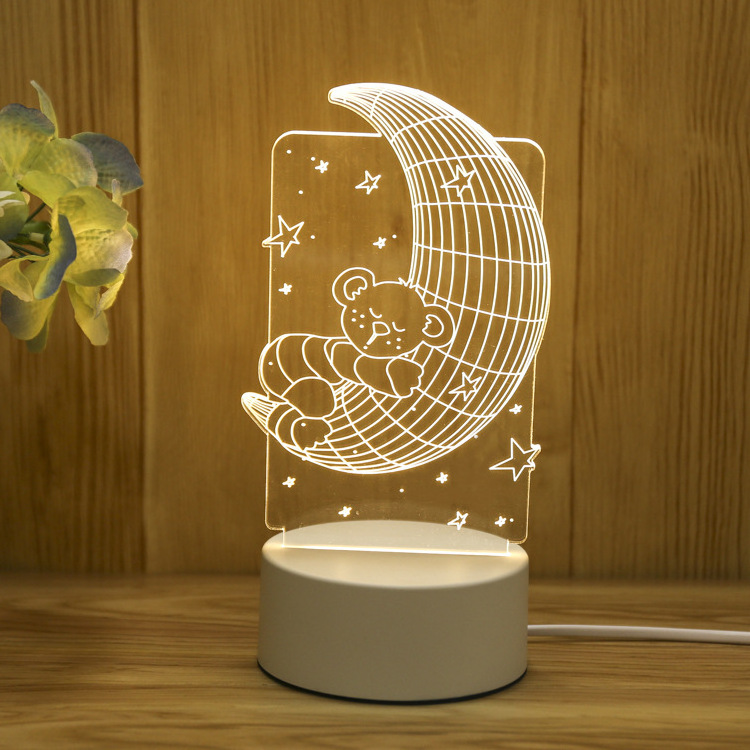 Creative bedroom LED small night light 3D cartoon kids USB bedside lamp table lamp holiday gift