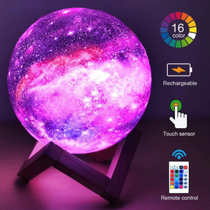 3D Printing PLA Galaxy Moon Light 16 Colors Remote Control Night Lamp for Home Room Decoration Lighting RGB Kids Gifts LED 30 80