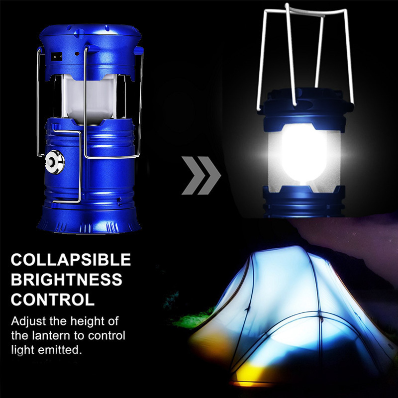 LED Camping Lantern Flashlights Collapsible Solar Tent Light Gear Equipment for Outdoor Hiking Emergencies