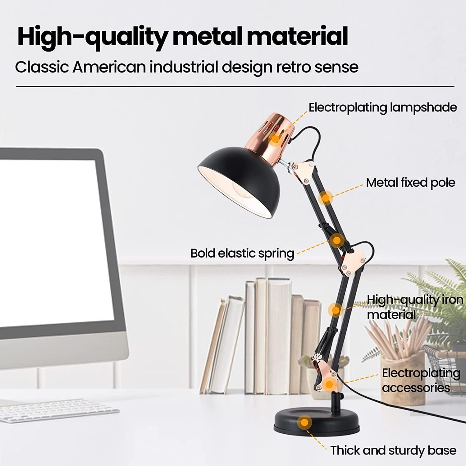 America Style Metal Clip Table Light Swing Arm Folding Led Desk Lamp With Clamp For Reading Study