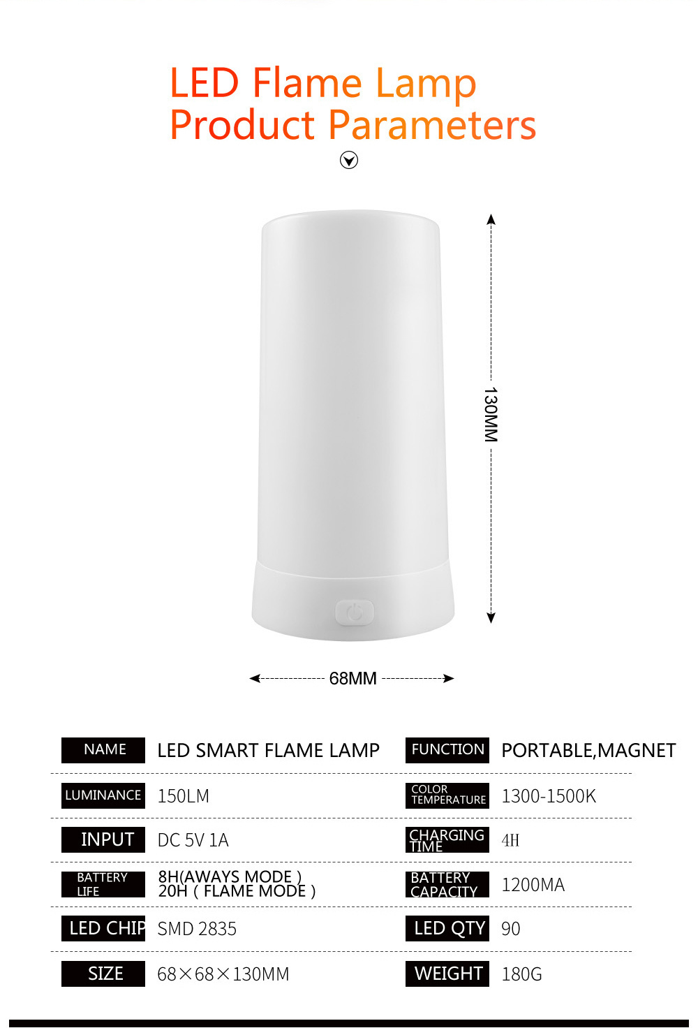 Remote Control USB Rechargeable Magnetic Flame Lamp Flame Effect Flickering LED Night Light With Gravity Sensor