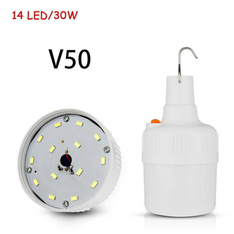 Rechargeable LED Bulb Lamp Solar Charge Portable Emergency Night Market Light Outdoor Camping Home