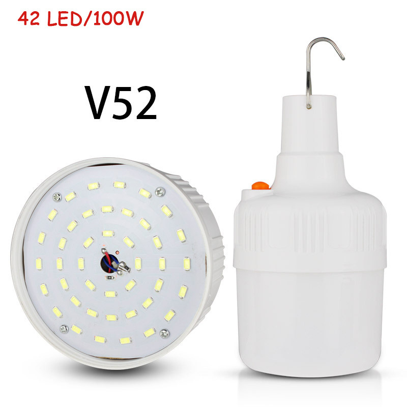 Rechargeable LED Bulb Lamp Solar Charge Portable Emergency Night Market Light Outdoor Camping Home