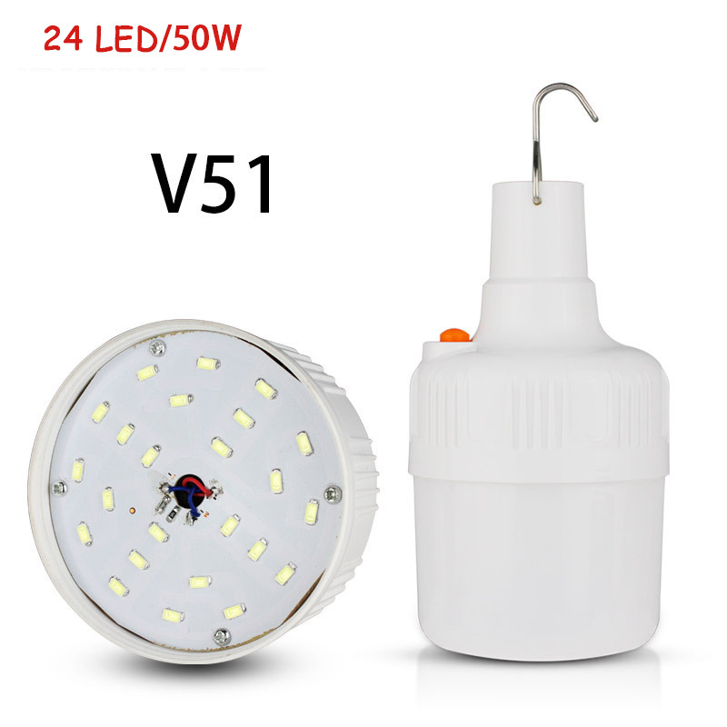 Rechargeable LED Bulb Lamp Solar Charge Portable Emergency Night Market Light Outdoor Camping Home