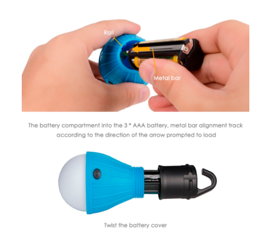 Mini Portable Lighting Lantern Tent Light LED Bulb Emergency Lamp Waterproof Hanging Hook Flashlight Camping Light