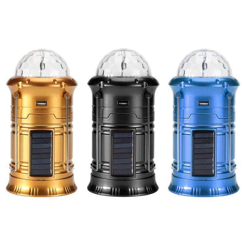 Solar Powered Portable Stage Light Flashlight Retractable Flame Effect Lantern Lamp Rechargeable Outdoor Camping Tent Light