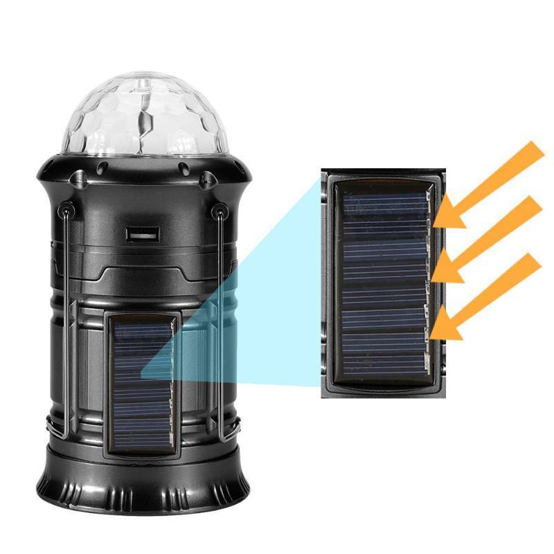 Solar Powered Portable Stage Light Flashlight Retractable Flame Effect Lantern Lamp Rechargeable Outdoor Camping Tent Light