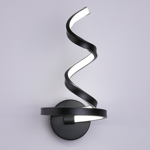 Modern Bedroom Decorative Spiral Bed sideNight Light Wall Mount Bedside Room Lamp Black Wall Sconces