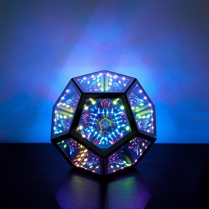 12 Face Infinite Dodecahedron Color Art 3D LED Night Light Lamp space lights USB decorative table lamp