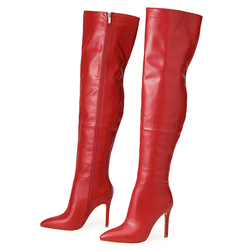 Stylish Women High Boots Fashion Zipper Point Toe Long Boots Ladies Sexy Thigh High Boots Women Shoes