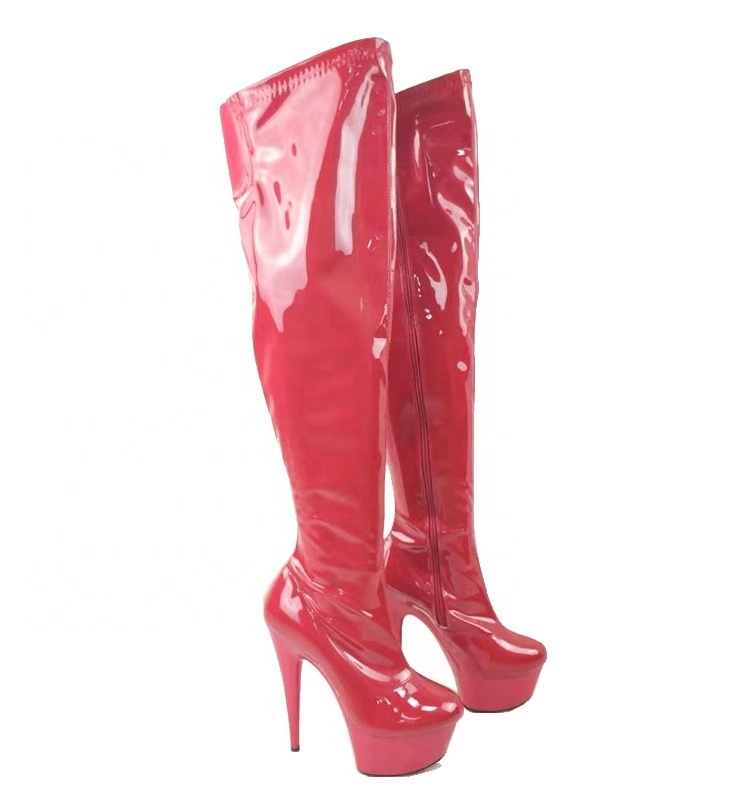 2023 popular 6inches 15cm stiletto stripper platform high heel sexy zipper thigh high boots