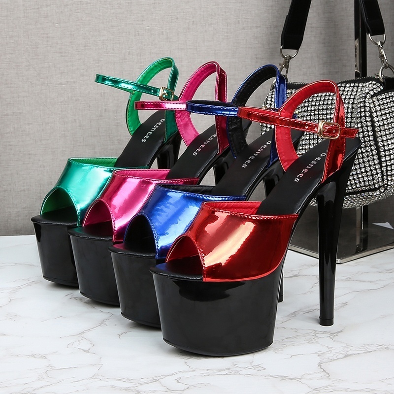 2021 Latest Luxury Colorful Women Stripper Pole Dancing Shoes 17cm Sexy High Heels Ladies Plus Size Sandals