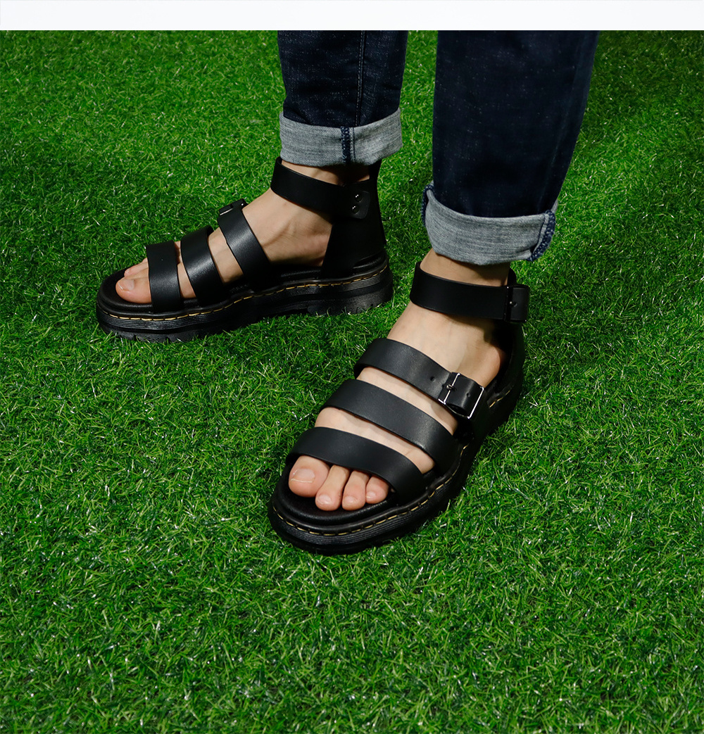 Latest High Quality Men's Summer Sandals Genuine Leather Roman Shoes Buckle Strap Flat Outdoor Design Rubber Insole Wholesale