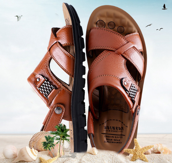 High Quality Summer Outdoor Casual Slippers Lightweight Footwear Men Leather Sandals Arab Beach Shoes