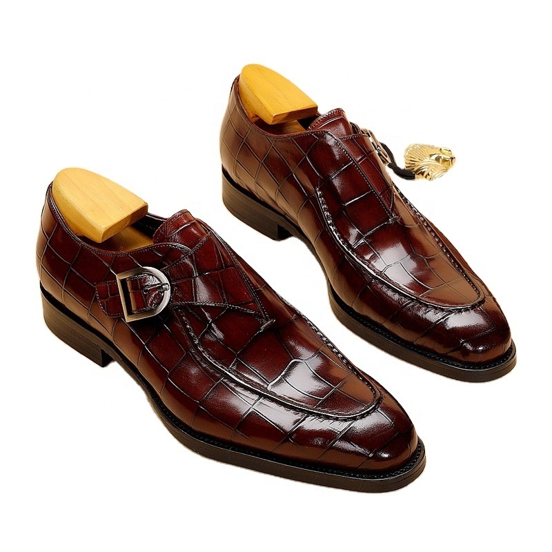 Luxury Design Office Shoes Men Italian Style Dress Shoes & Oxford High Quality Monk Straps Genuine Leather Shoes Men