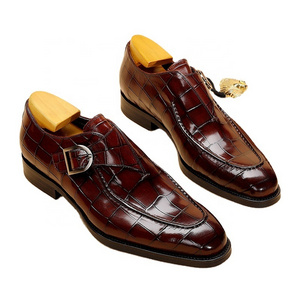 Luxury Design Office Shoes Men Italian Style Dress Shoes & Oxford High Quality Monk Straps Genuine Leather Shoes Men