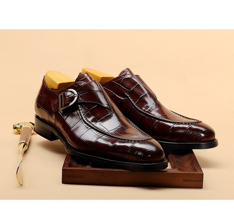 Luxury Design Office Shoes Men Italian Style Dress Shoes & Oxford High Quality Monk Straps Genuine Leather Shoes Men