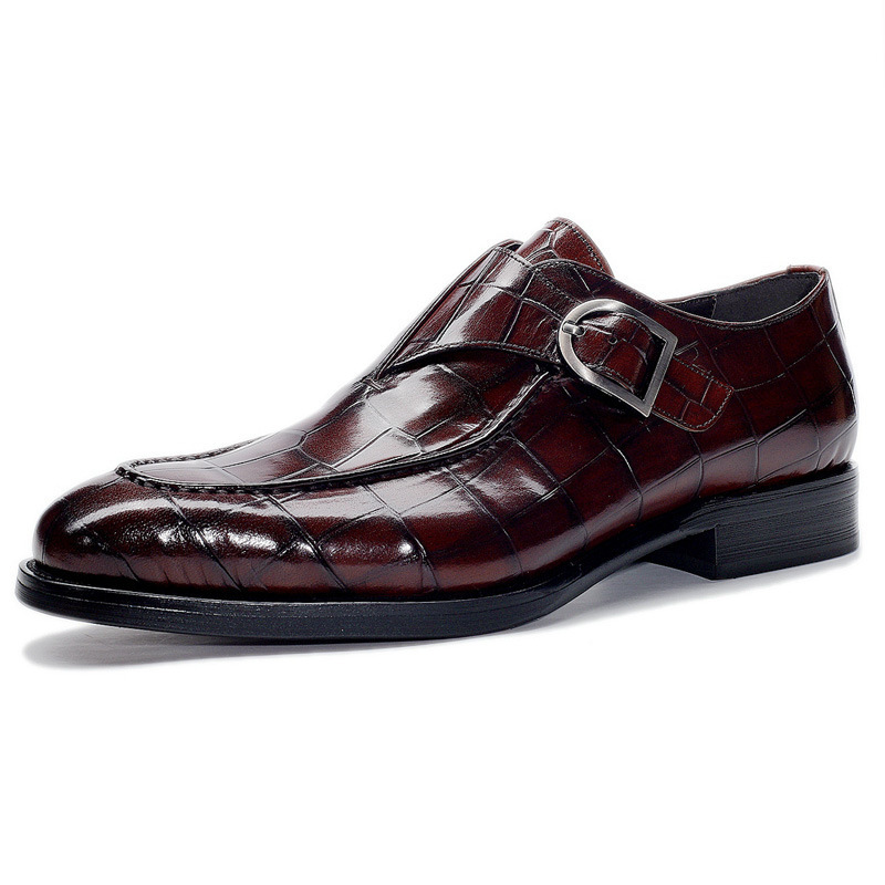 Luxury Design Office Shoes Men Italian Style Dress Shoes & Oxford High Quality Monk Straps Genuine Leather Shoes Men