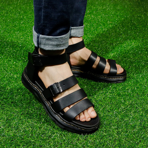 Latest High Quality Men's Summer Sandals Genuine Leather Roman Shoes Buckle Strap Flat Outdoor Design Rubber Insole Wholesale