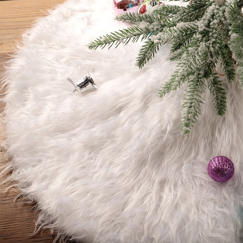 78/90/122cm Christmas Tree Skirt Faux Fur Snowflake White Plush Tree Skirt for Xmas Tree