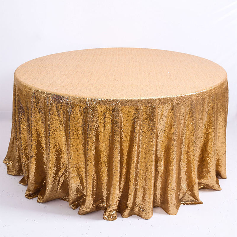 120 Inch Round Sequin Tablecloth Overlay Gold Glitter Sequin Table Cloth for Wedding Party Banquet Event