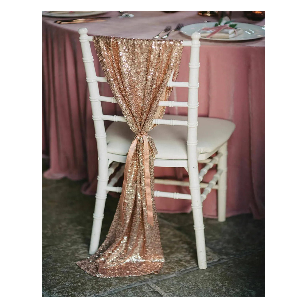 Wholesale custom chair bands sash reserved rose gold sequin decorations wedding chairs sashes