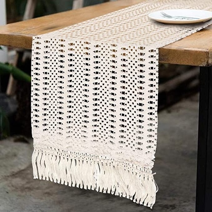 Wholesale hot-selling cotton handmade macrame table runner wedding runners