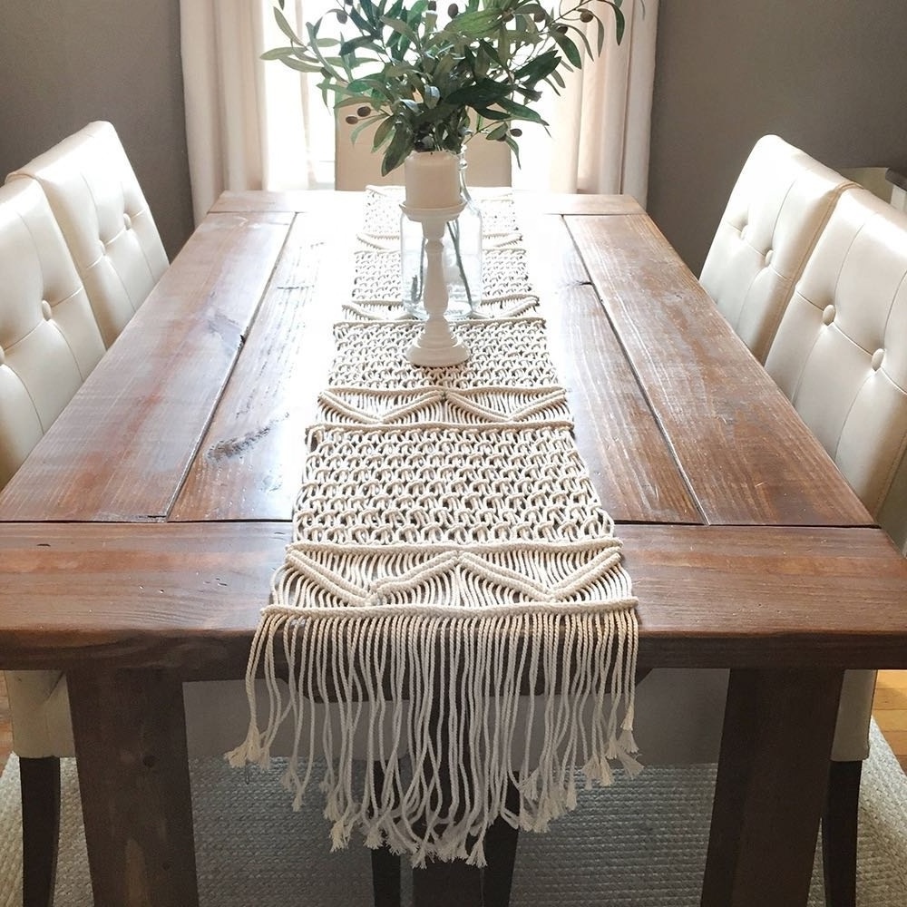 Wholesale hot-selling cotton handmade macrame table runner wedding runners