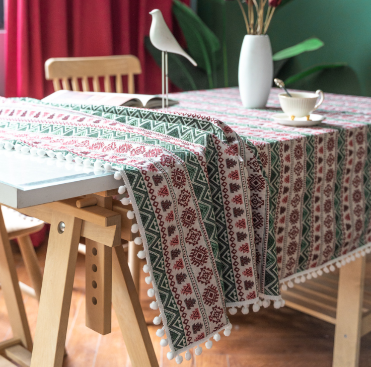 Bohemian style Geometric table cloth cotton and linen homestay decoration tablecloth rectangular cover towel