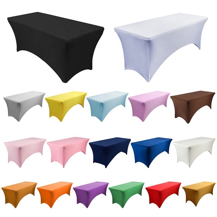 Custom 4ft 5ft 6ft 8ft Stretch Table Cover Polyester Spandex Tablecloth for Rectangular Table