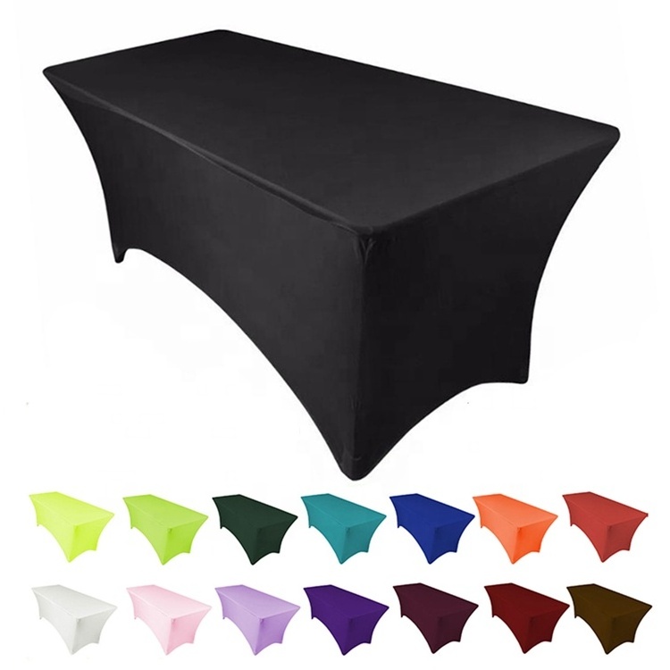 Custom Stretch Tablecloth 6 Feet Rectangle Spandex Table Cover for Business Events