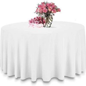 Custom 108 Inch White Round Tablecloth Washable Polyester Table Cloth Decorative Table Cover for Wedding Party Dining Banquet