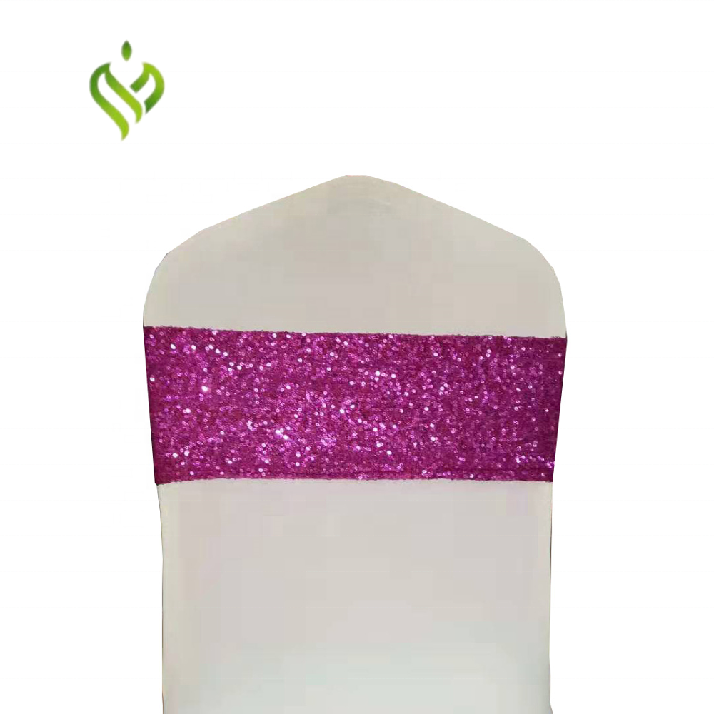 Glitter Decorative Sequin Stretch Chair Sashes for Wedding Chair