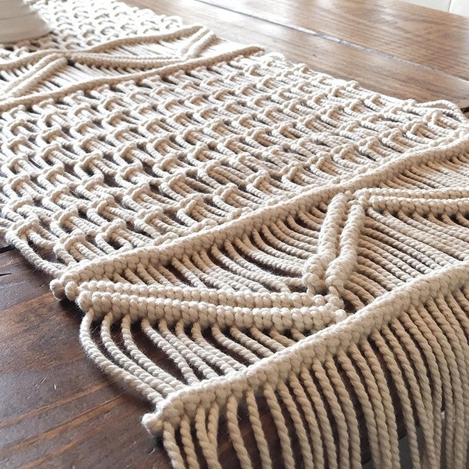 Wholesale hot-selling cotton handmade macrame table runner wedding runners