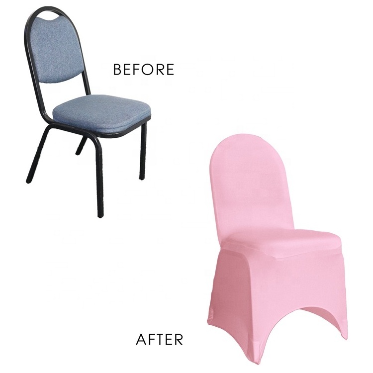 China Wholesale Chair Slip Covers Gray Hot Pink Spandex Banquet Chair Cover for Wedding Events Party