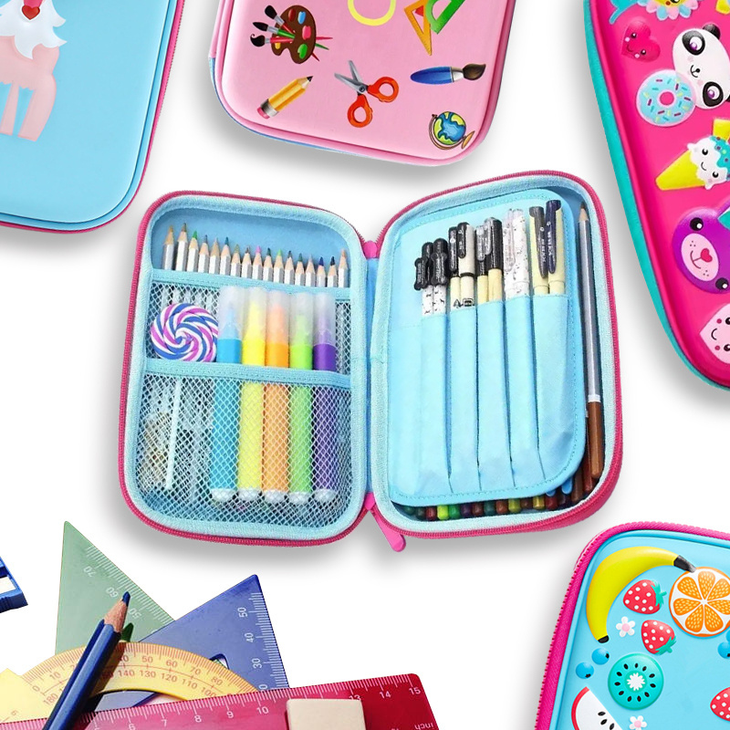 3d eva unicorn cute pencil case for kids Fashion stationery promotional hard shell cute printed EVA pencil case