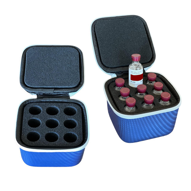 Large Capacity Professional Custom 9 Bottles Bag Insulin Cooler Square Case With Eva Foam Padding Lining