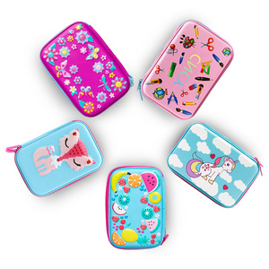 3d eva unicorn cute pencil case for kids Fashion stationery promotional hard shell cute printed EVA pencil case