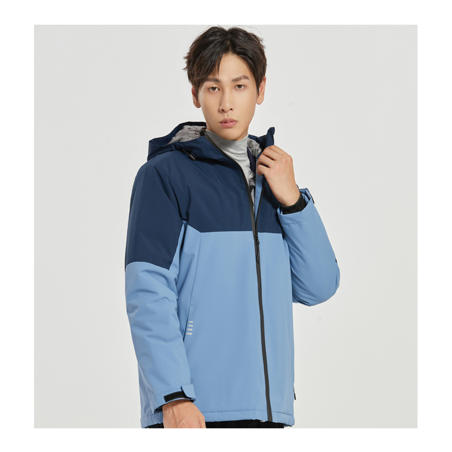 fashion color matching heated windproof hoodie   down cotton-filled  workwear outdoor winter hoodie jacket