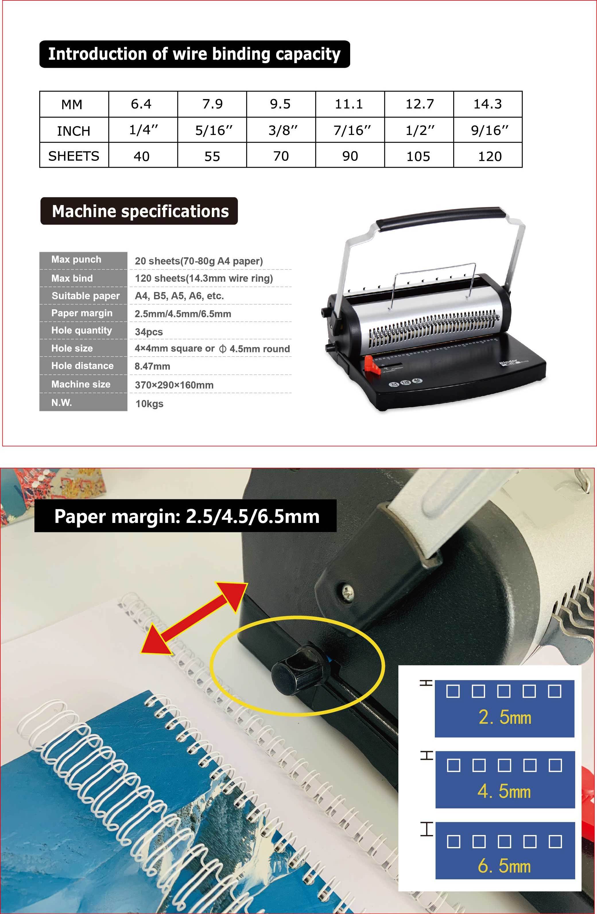 CY-T619 / T619R (round hole) Double wire binding machine Notebook Binding Wire o Punching Machine Portable Style