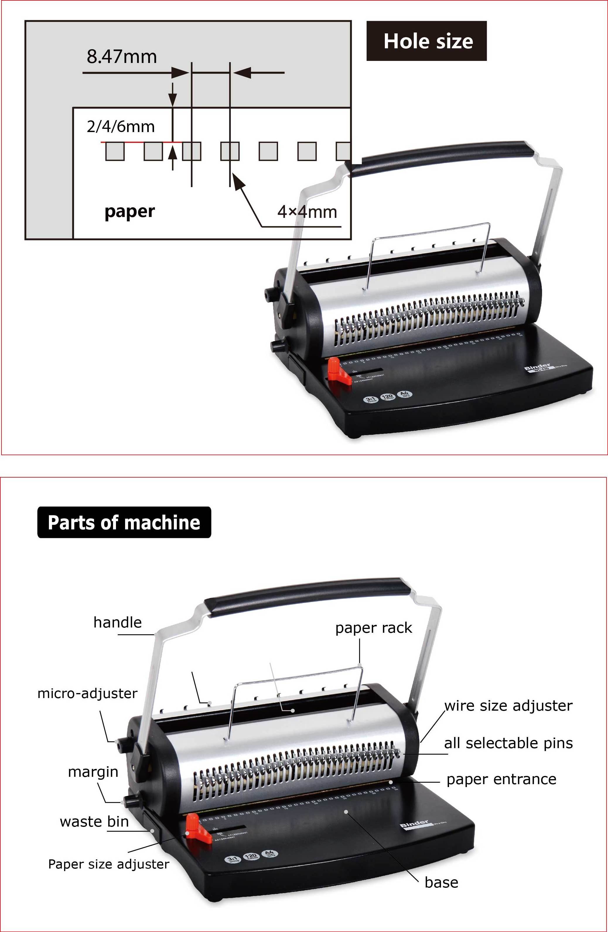 CY-T619 / T619R (round hole) Double wire binding machine Notebook Binding Wire o Punching Machine Portable Style