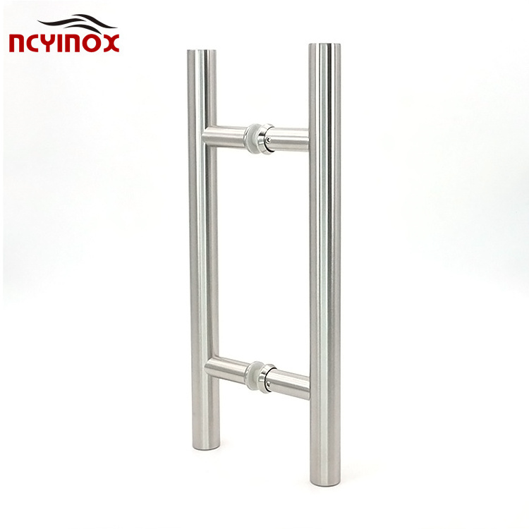 D shape Round Bar wooden door handles aluminum front main door stainless steel black pull glass door handle