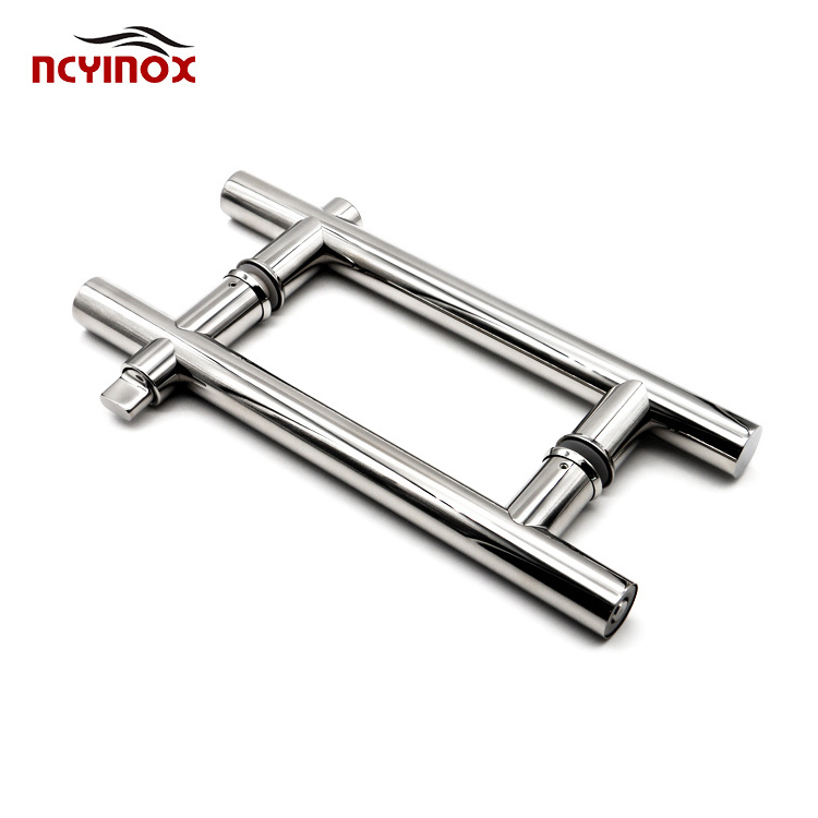 Wholesale round tube mirror stainless steel glass door handle with lock