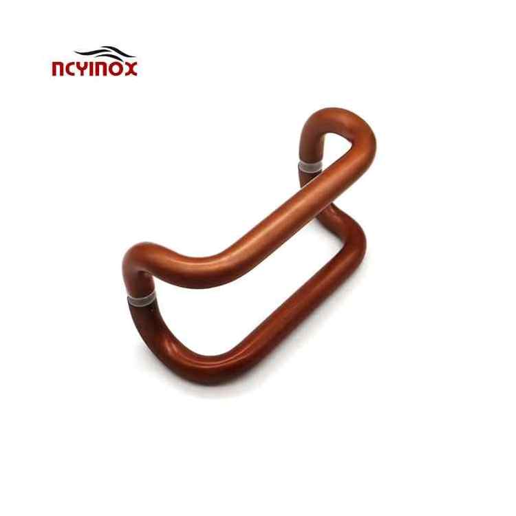 Curved Offset Door Handle Back to Back Aluminum Pull Handle  Back to Back Tempered Glass Mount Commercial Swing Door Pull Handle